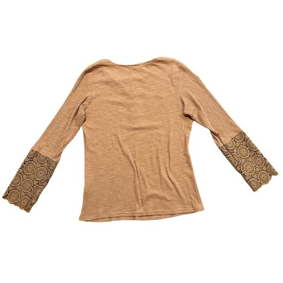 Unbranded women's beige/peach long sleeve pullover top size XL lace detail, 1/4 - Picture 4 of 5